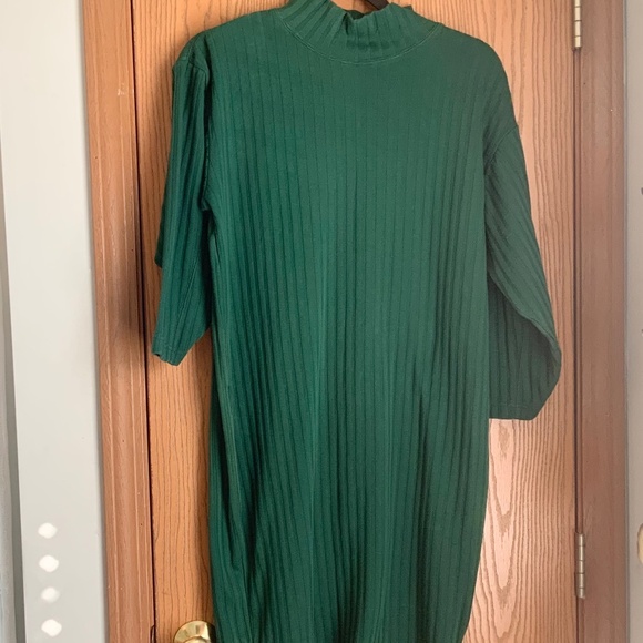 VINTAGE OVERSIZED EXPRESS TRICOT GREEN TURTLENECK SWEATER KNIT DRESS SIZE XS / 0 - Picture 1 of 4